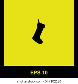 Christmas Sock vector black icon. Isolated illustration. Business picture.