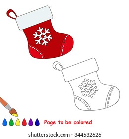 Weihnachtssocke, Vektorkarikatur, die farbig sein soll. Malbuch für Kinder.