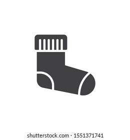 Christmas sock vector icon. filled flat sign for mobile concept and web design. Warm sock glyph icon. Symbol, logo illustration. Vector graphics