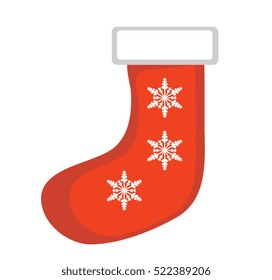 Christmas sock vector icon. Isolated on white background.