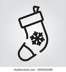 Christmas Sock Vector Icon in Line Style