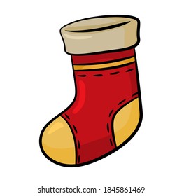 Christmas sock vector illustration. Christmas decorations in cartoon style.