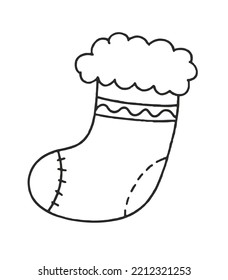 Christmas Sock Vector Illustration Doodle Isolated on White Background Christmas Concept