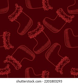 Christmas sock vector illustration seamless pattern