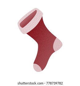 Christmas sock vector illustration. Xmas and New Year party decorative element isolated on white background. 