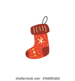 Christmas sock. Vector minimal flat design illustration on white background.