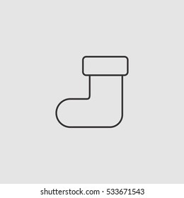 christmas sock vector outline icon, can be used for weband mobile design