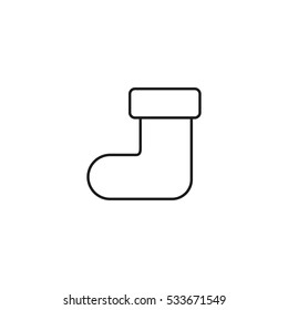 christmas sock vector outline icon, can be used for weband mobile design