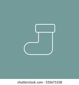 christmas sock vector outline icon, can be used for weband mobile design