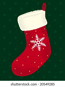 Christmas sock (vector). Red and white gift sock.