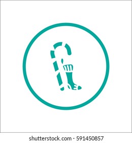 Christmas sock, walking stick, icon