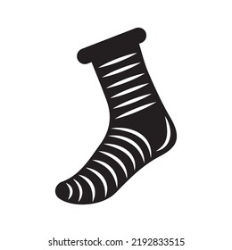 Christmas sock warm foot icon | Black Vector illustration |