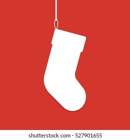 Christmas sock white silhouette. Vector