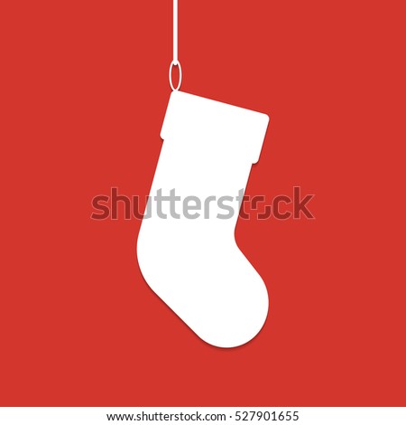 Christmas sock white silhouette. Vector