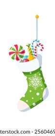 Christmas socks with candy vector illustration