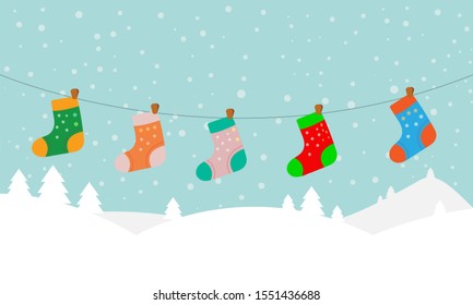 Christmas socks Cartoon Merry Christmas Background