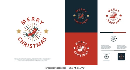 Christmas with socks concept, symbol of hope, graphic design template.