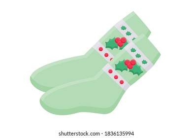 Christmas Socks Decorated with Berries