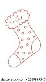 Christmas socks for fireplace flat icon Postcard decor element