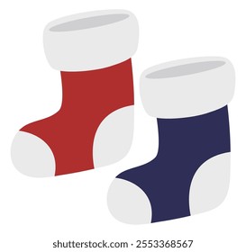 Christmas socks flat icon vector isolated on white background.