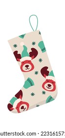 Christmas socks flat icon Winter holiday decoration