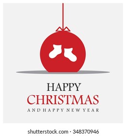 Christmas socks Flat template Design, Christmas New Year Flat card illustration