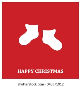 Christmas socks Flat template Design, Christmas New Year Flat card illustration