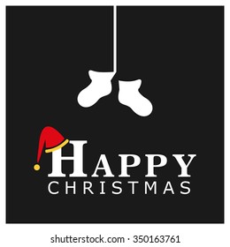 Christmas socks Flat template Design, Christmas New Year Flat card illustration