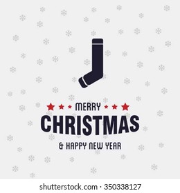 Christmas socks Flat template Design, Christmas New Year Flat card illustration
