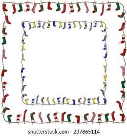 Christmas socks frames, in two different hues. BEpiphany socks