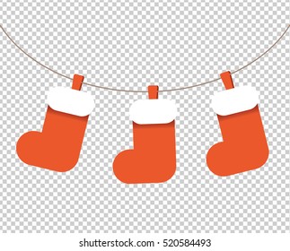 Christmas Socks Garland Vector Isolated Clipart Flat Material Paper Design