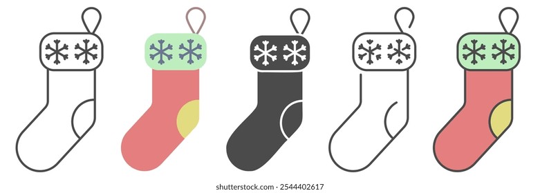 Christmas socks with gifts inside. Christmas stockings. Illustration of a Christmas stocking. EPS 10.