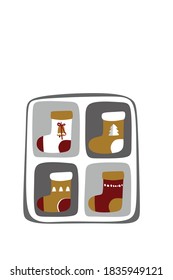 christmas socks hand drawn flat elements