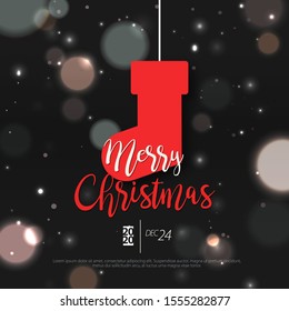 Christmas Socks Icon Modern Background. Minimalist Creative Design Concept.