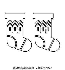 Christmas Socks Icon In Outline Style