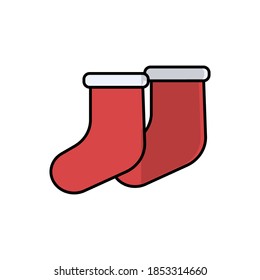 Christmas Socks Icon Vector Flat Background