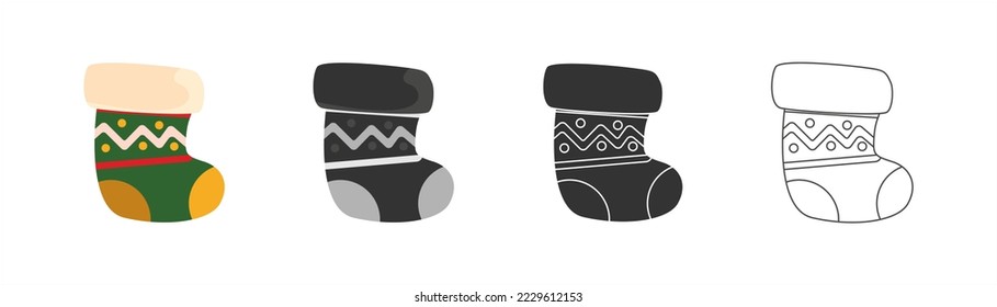 Christmas socks icon. Vector illustration