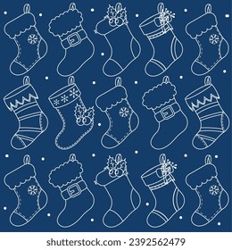 Christmas socks icons Pattern background Vector illustration