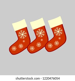 Christmas socks illustration on grey background abstract vector
