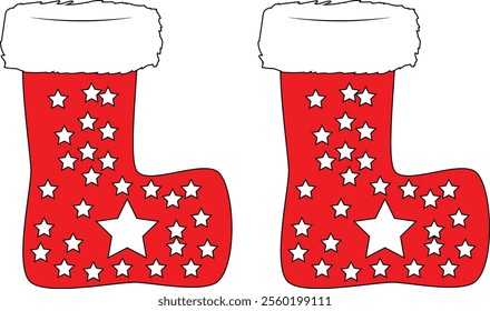  Christmas Socks isolated Icon vector art 