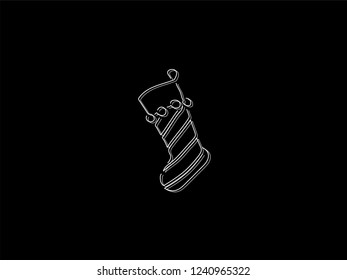 Christmas socks isolated line drawing, vector illustration design. Christmas collection.