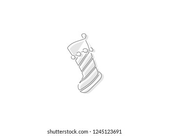 Christmas socks isolated line drawing, vector illustration design. Christmas collection.