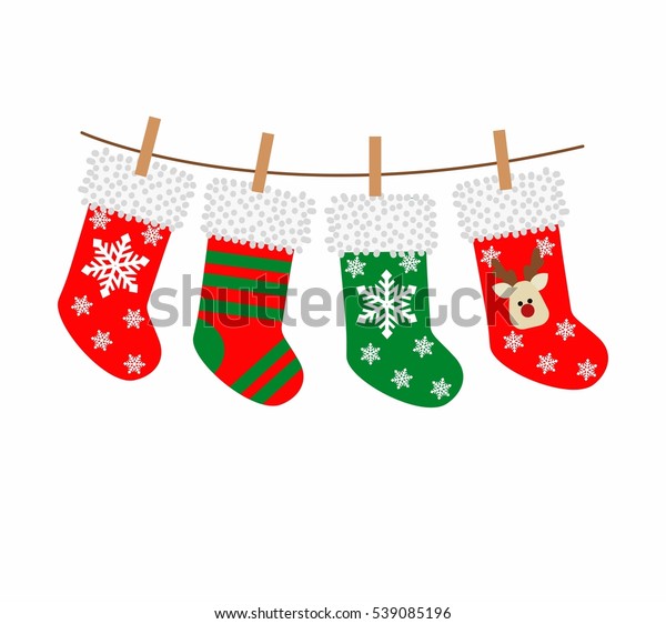 Christmas Socks Isolated On White Background Stock Vector (Royalty Free ...