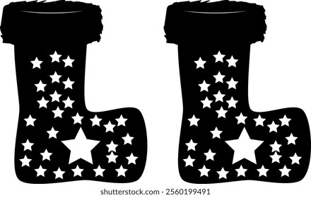 Christmas socks isolated silhouette vector art