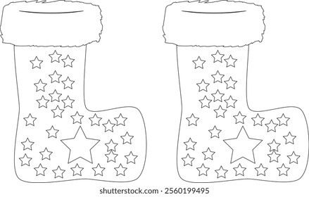 Christmas socks isolated silhouette vector art