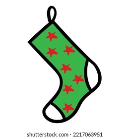 Calcetines de Navidad Vector aislado Ilustración con forma de estrella