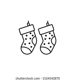 Christmas, socks line icon on white background