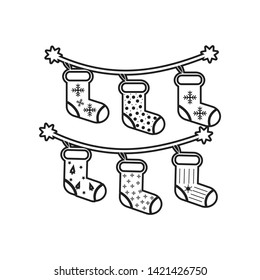 Christmas socks on rope icon. Element of winter for mobile concept and web apps icon. Outline, thin line icon for website design and development, app development