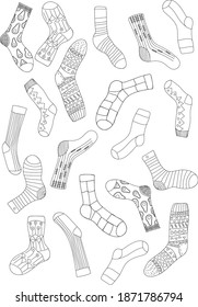 Christmas Socks Pairs Black and White Men Textured Socks Kids Funny Socks Poster Christmas Postcard Stationary