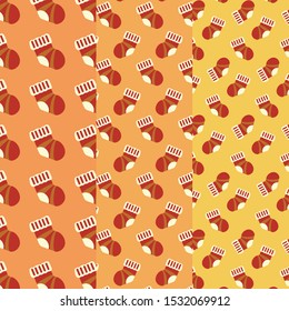 Christmas socks pattern set vector